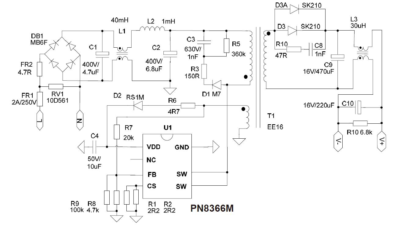 12V/0.5A小功率電源適配器ic方案