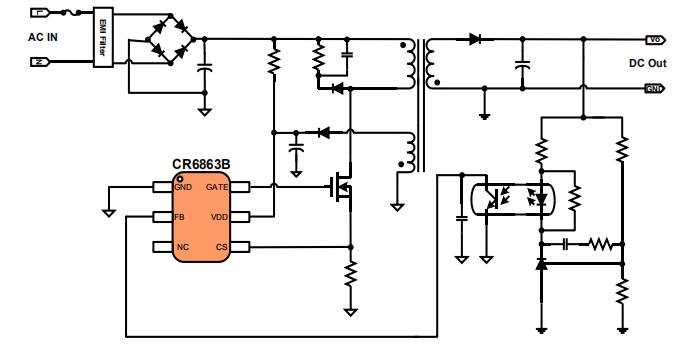 CR6863B pwm電流控制芯片電路圖