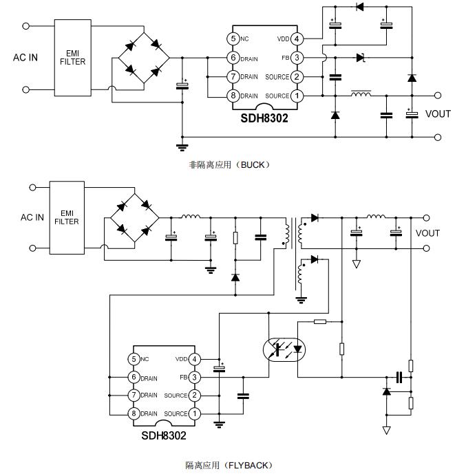 SDH8302電磁爐開關(guān)電源芯片典型應(yīng)用電路圖