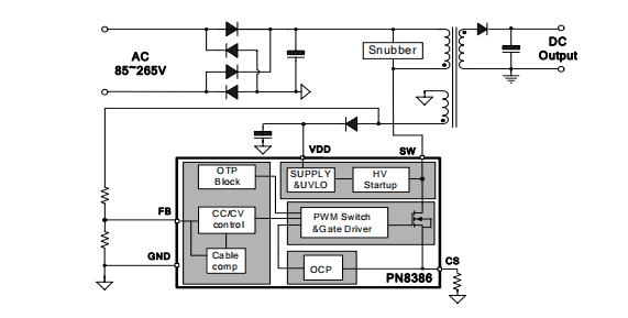 pn8386 原邊反饋充電器芯片 應(yīng)用電路