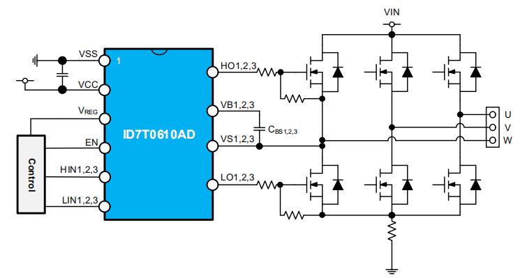 ID7T0610AD無刷電機驅(qū)動芯片60v應(yīng)用電路圖