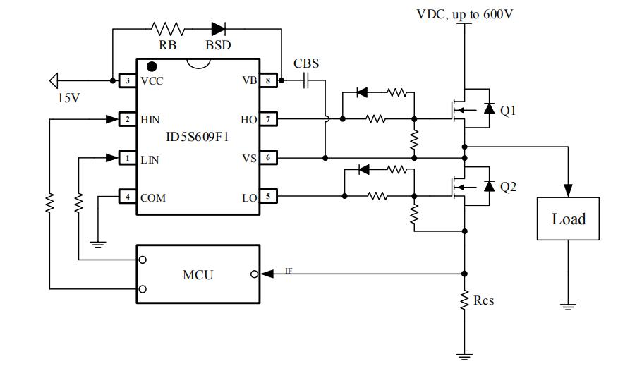 半橋驅(qū)動芯片ir2304代換ID5S609F1電路圖