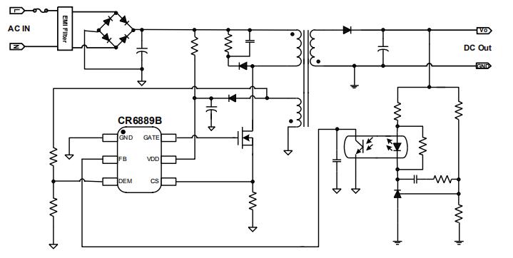 ob2281替代料CR6889B典型應(yīng)用電路圖