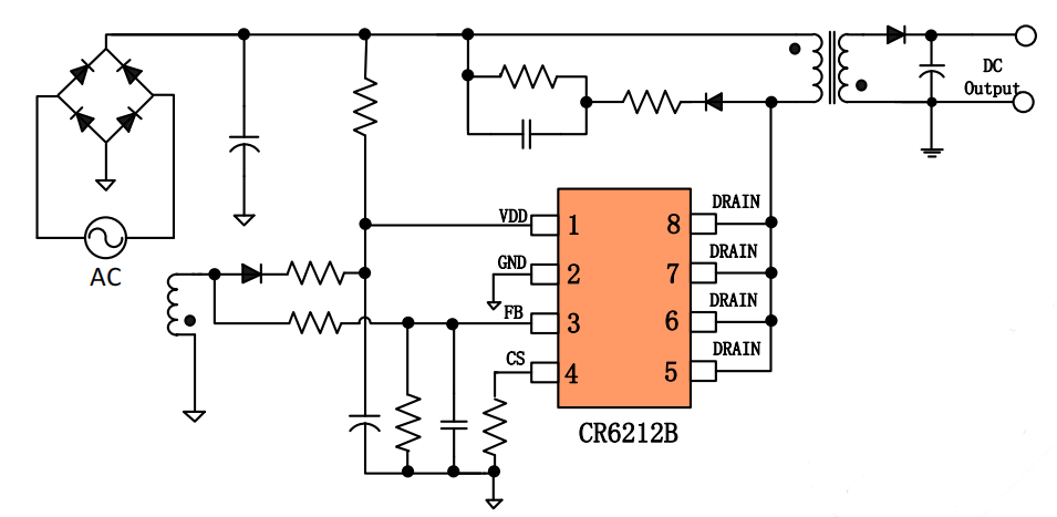 CR6212B 典型應(yīng)用電路圖